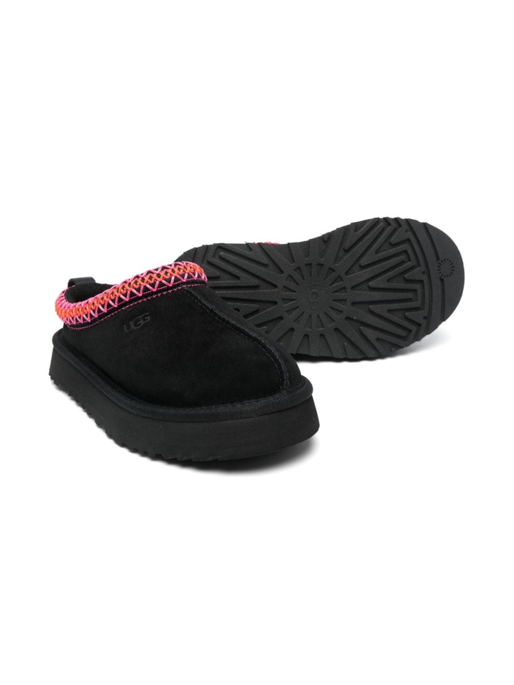 Slippers per bambina UGG Kids Tazz nere con bordo multicolore - Rubino Kids