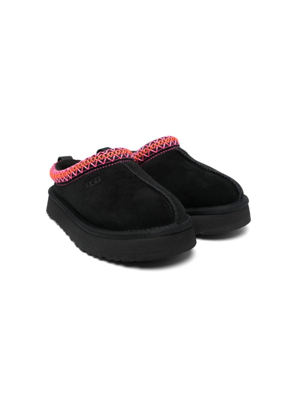 Slippers per bambina UGG Kids Tazz nere con bordo multicolore - Rubino Kids