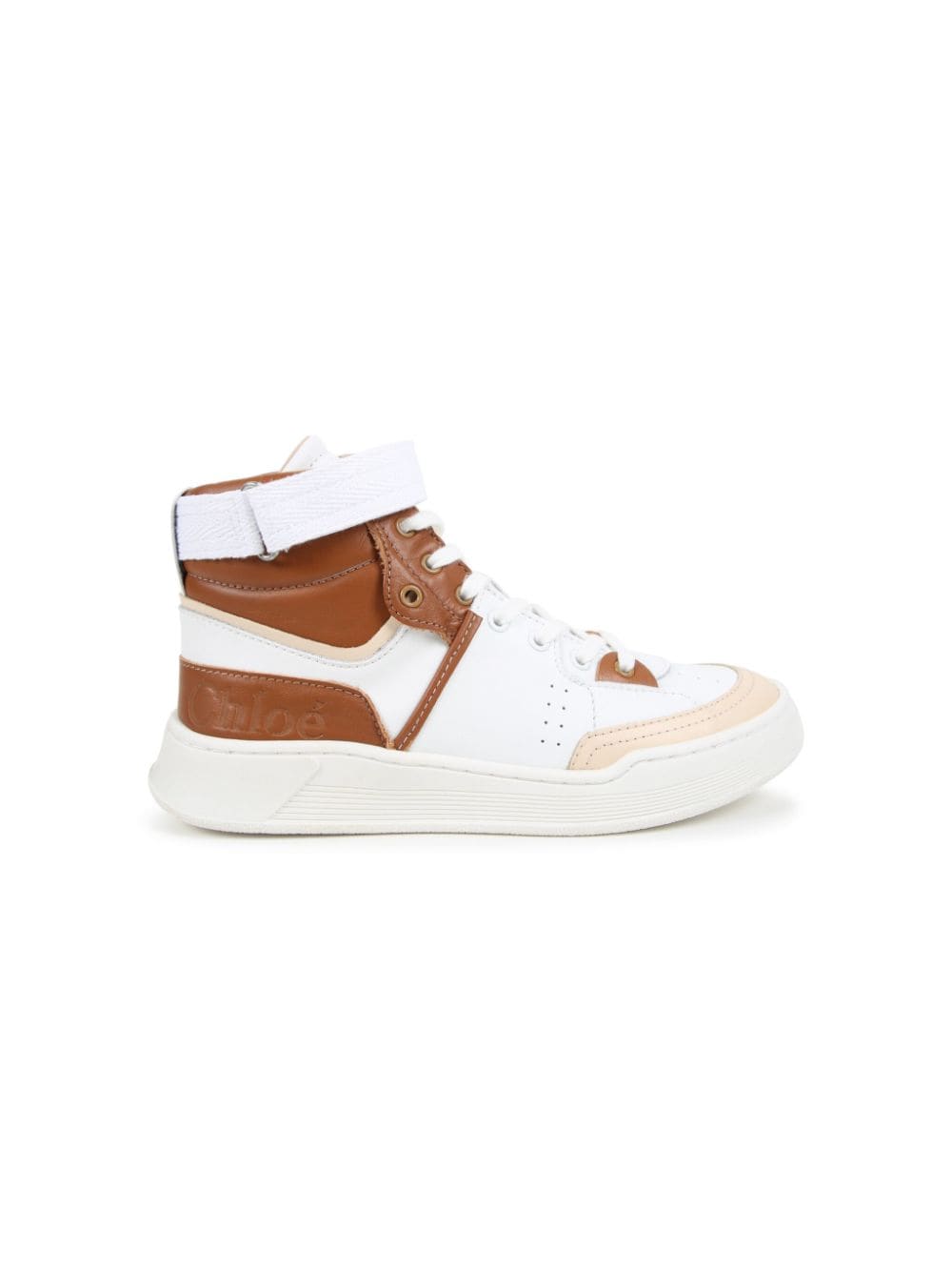 Sneakers alte con inserti per bambina Chloé Kids bianco con punta tonda - Rubino Kids