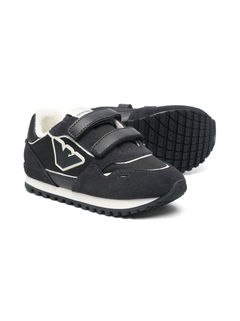 Sneakers con applicazione logo per bambino Emporio Armani Kids blu con inserti in rete - Rubino Kids