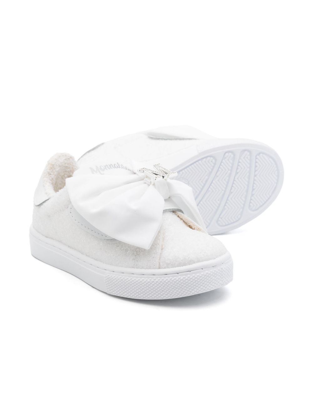 Sneakers con fiocco per bambina Monnalisa bianco con glitter design - Rubino Kids