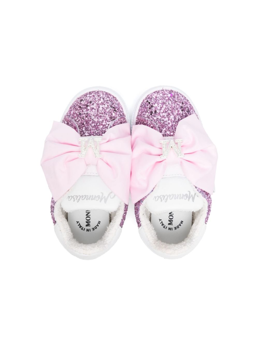 Sneakers con glitter per bambina Monnalisa viola con punta tonda - Rubino Kids