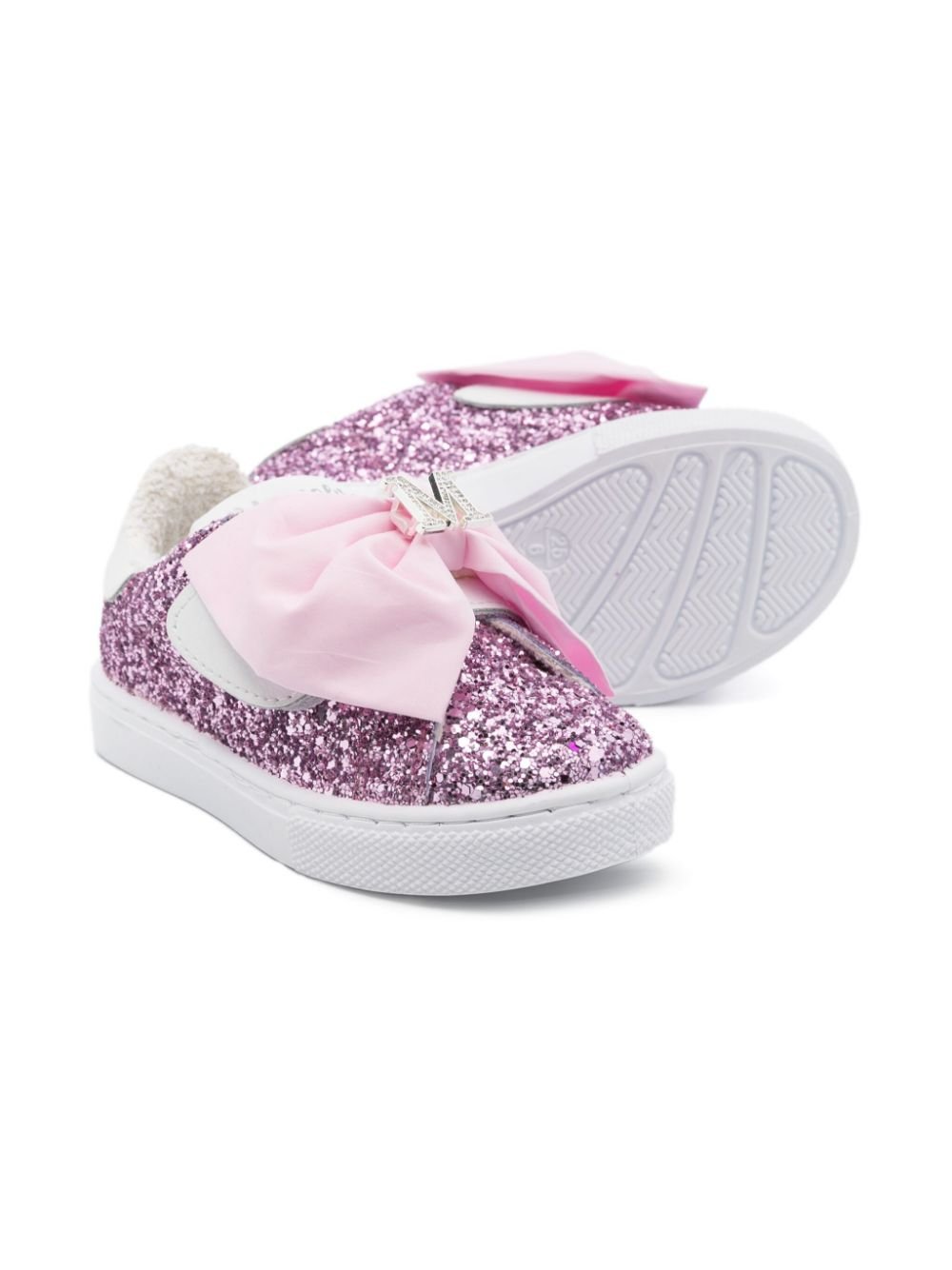 Sneakers con glitter per bambina Monnalisa viola con punta tonda - Rubino Kids