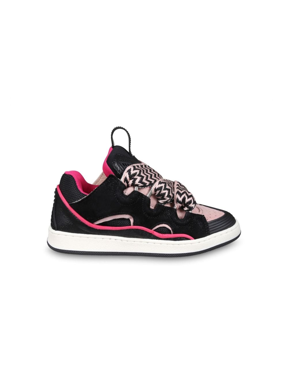 Sneakers con lacci per bambina Lanvin Enfant nero con suola in gomma - Rubino Kids