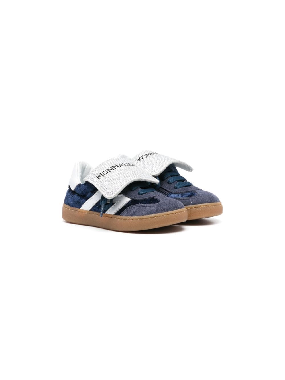 Sneakers con logo per bambina Monnalisa blu con applicazione laterale con logo - Rubino Kids