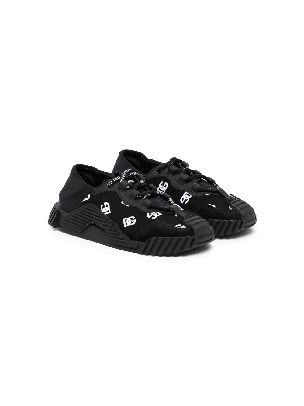 Sneakers con stampa per bambina Dolce & Gabbana Kids nero con punta tonda - Rubino Kids