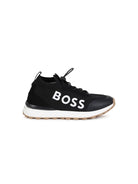 Sneakers con stampa per bambino BOSS Kidswear nero con punta tonda - Rubino Kids