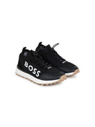 Sneakers con stampa per bambino BOSS Kidswear nero con punta tonda - Rubino Kids