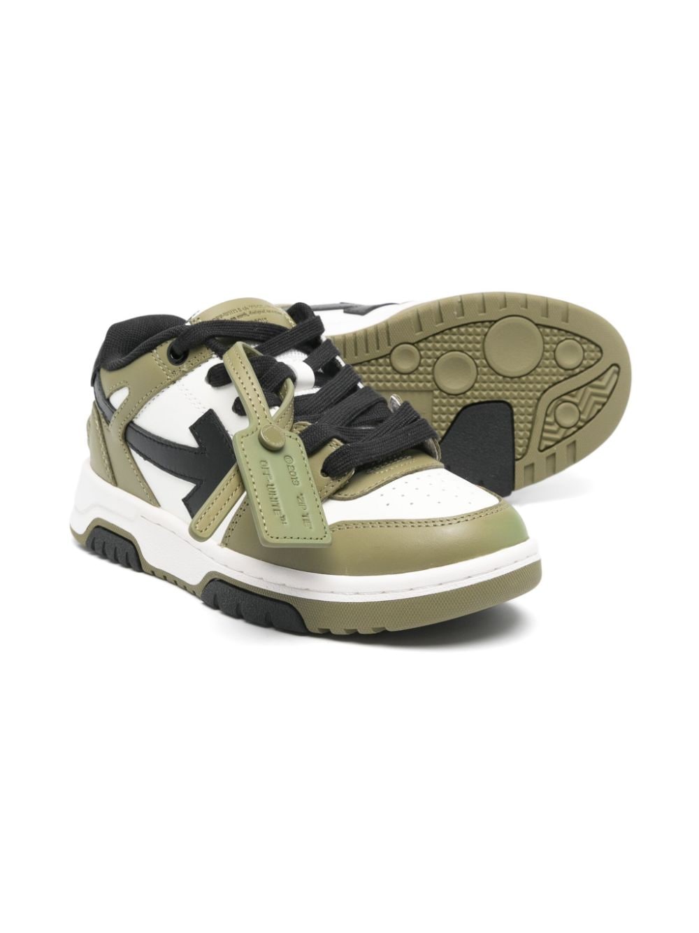 Sneakers Out Of Office per bambino Off - White Kids verde con logo sul tallone - Rubino Kids