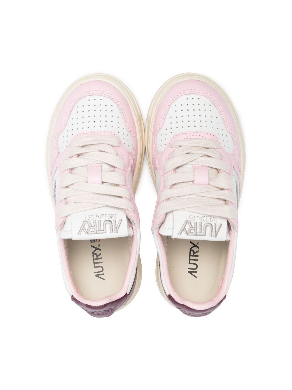 Sneakers per bambina Autry Kids Kulk bianco e rosa con logo sul tallone - Rubino Kids