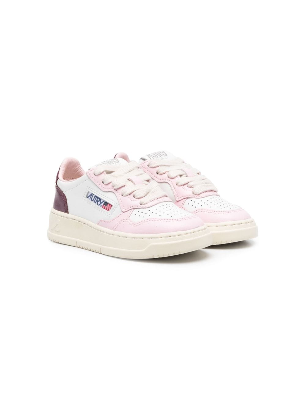 Sneakers per bambina Autry Kids Kulk bianco e rosa con logo sul tallone - Rubino Kids