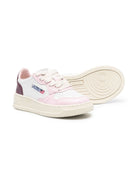 Sneakers per bambina Autry Kids Kulk bianco e rosa con logo sul tallone - Rubino Kids