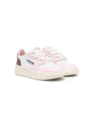 Sneakers per bambina Autry Kids Kulk bianco e rosa con logo sul tallone - Rubino Kids