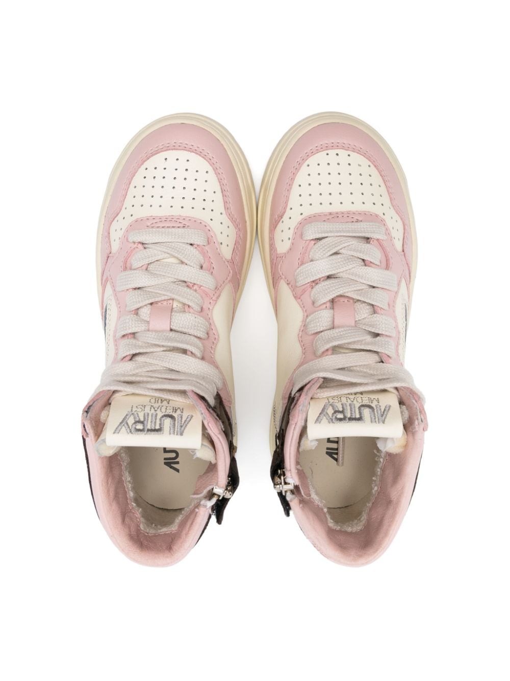 Sneakers per bambina Autry Kids Medalist bianco e rosa lunghezza alla caviglia - Rubino Kids