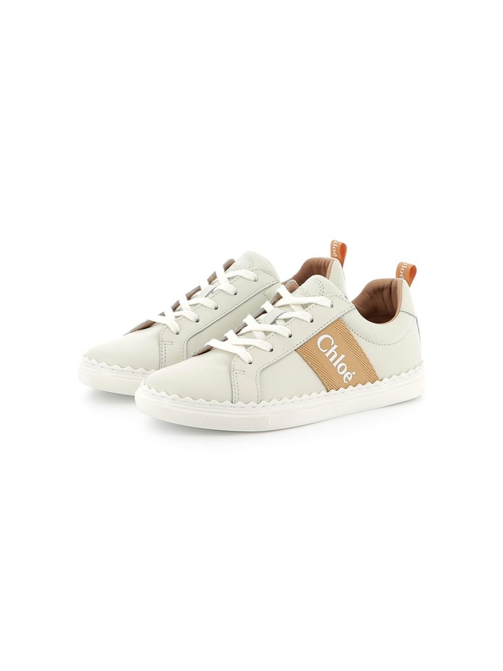 Sneakers per bambina Chloé Kids bianco con stampa laterale - Rubino Kids