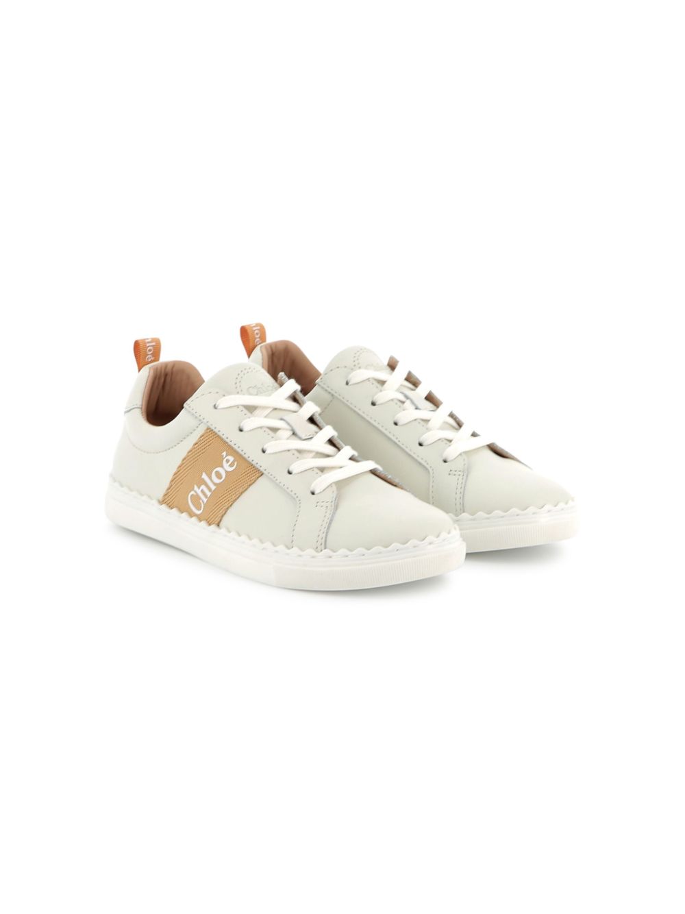 Sneakers per bambina Chloé Kids bianco con stampa laterale - Rubino Kids