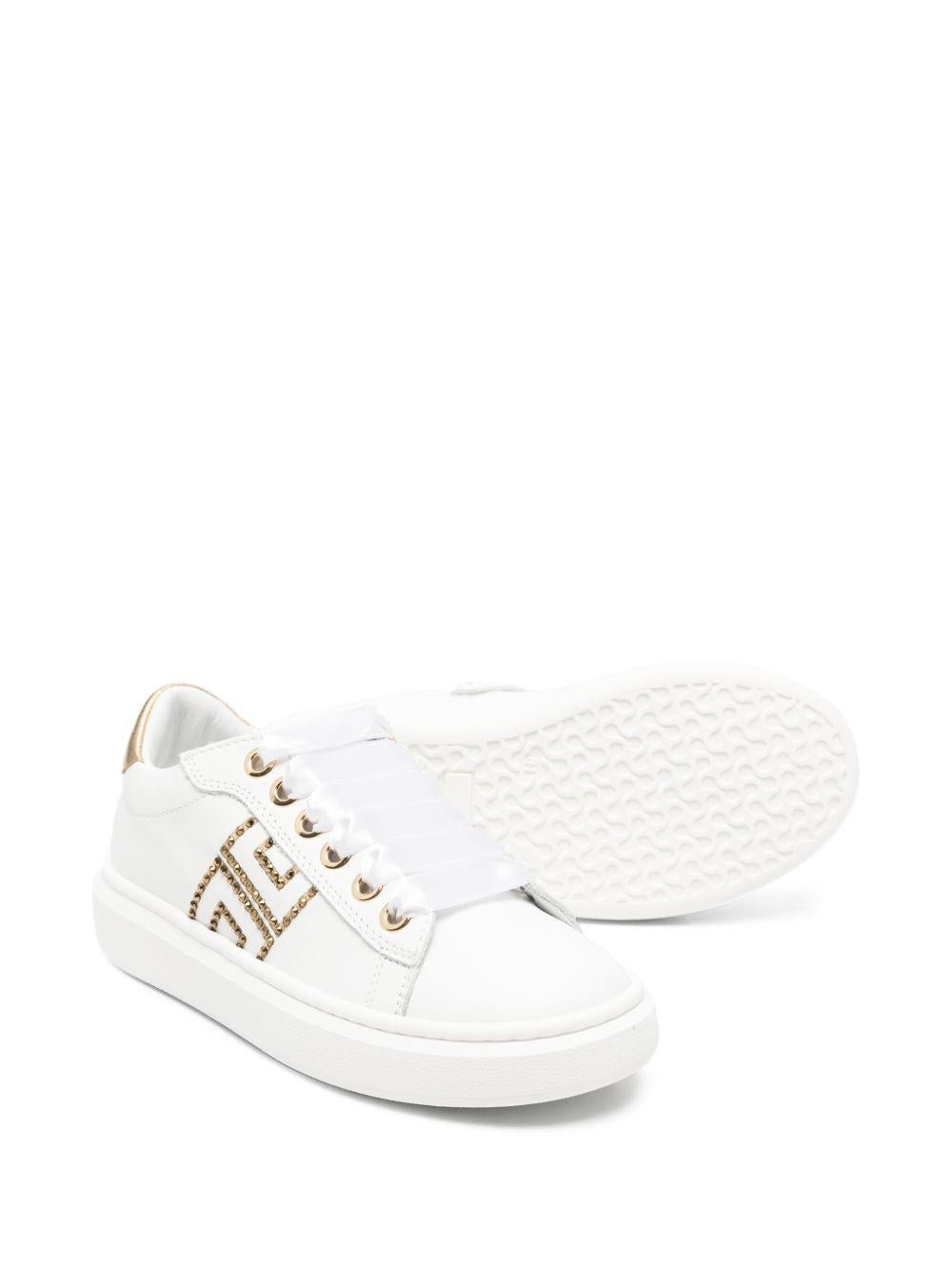 Sneakers per bambina Elisabetta Franchi La Mia Bambina bianche con dettaglio logo - Rubino Kids