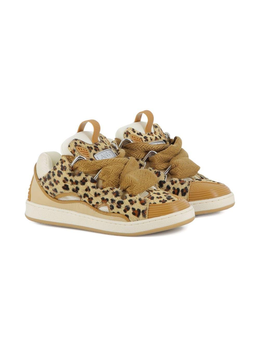 Sneakers per bambina Lanvin Enfant beige con stampa leopardata - Rubino Kids