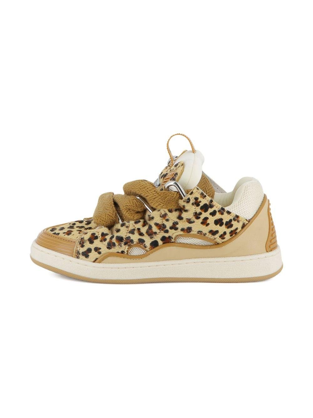 Sneakers per bambina Lanvin Enfant beige con stampa leopardata - Rubino Kids