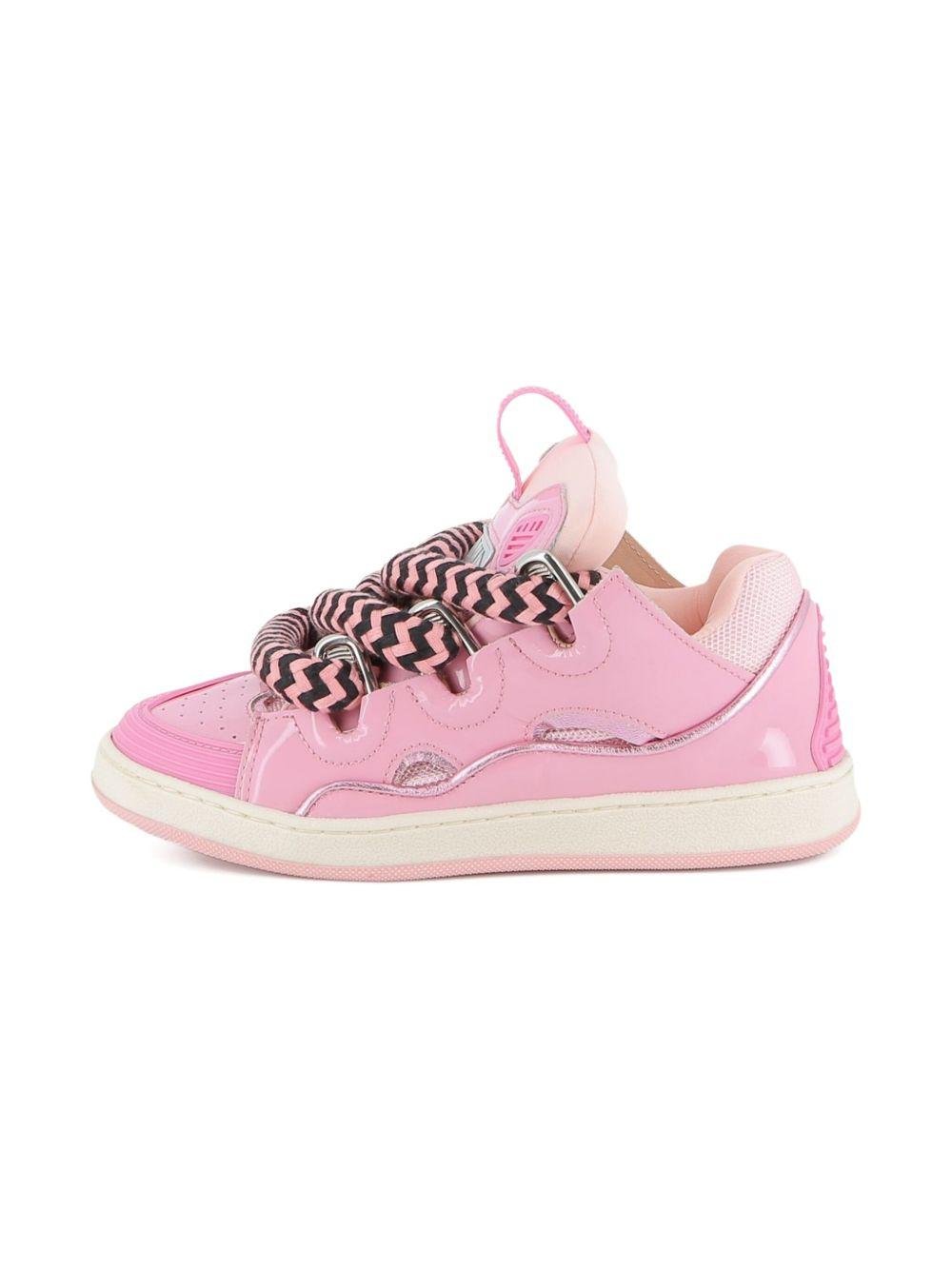 Sneakers per bambina Lanvin Enfant rosa con lacci oversize a zigzag - Rubino Kids