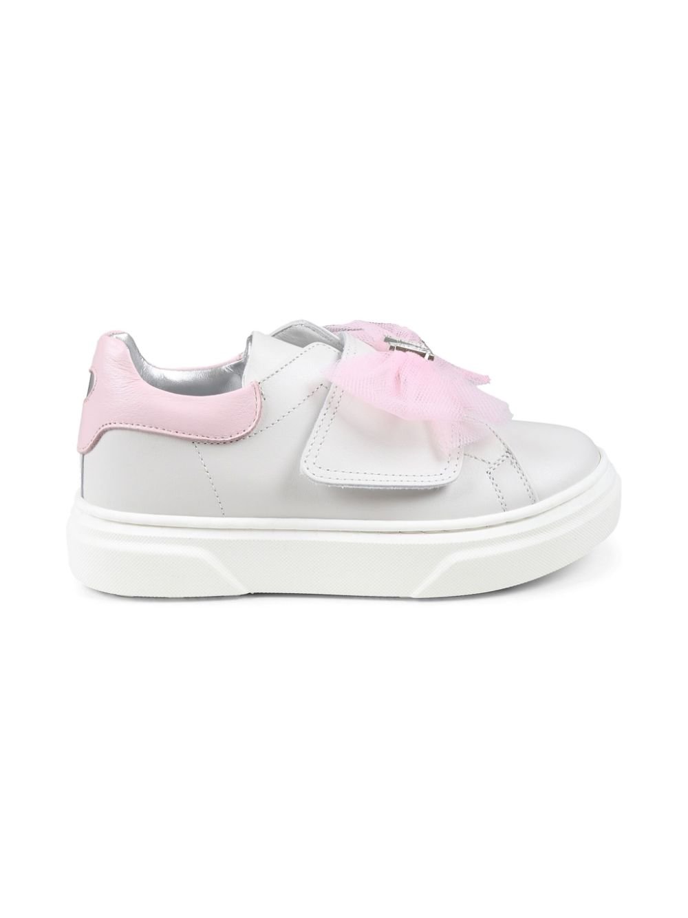 Sneakers per bambina Monnalisa bianco con logo in strass - Rubino Kids