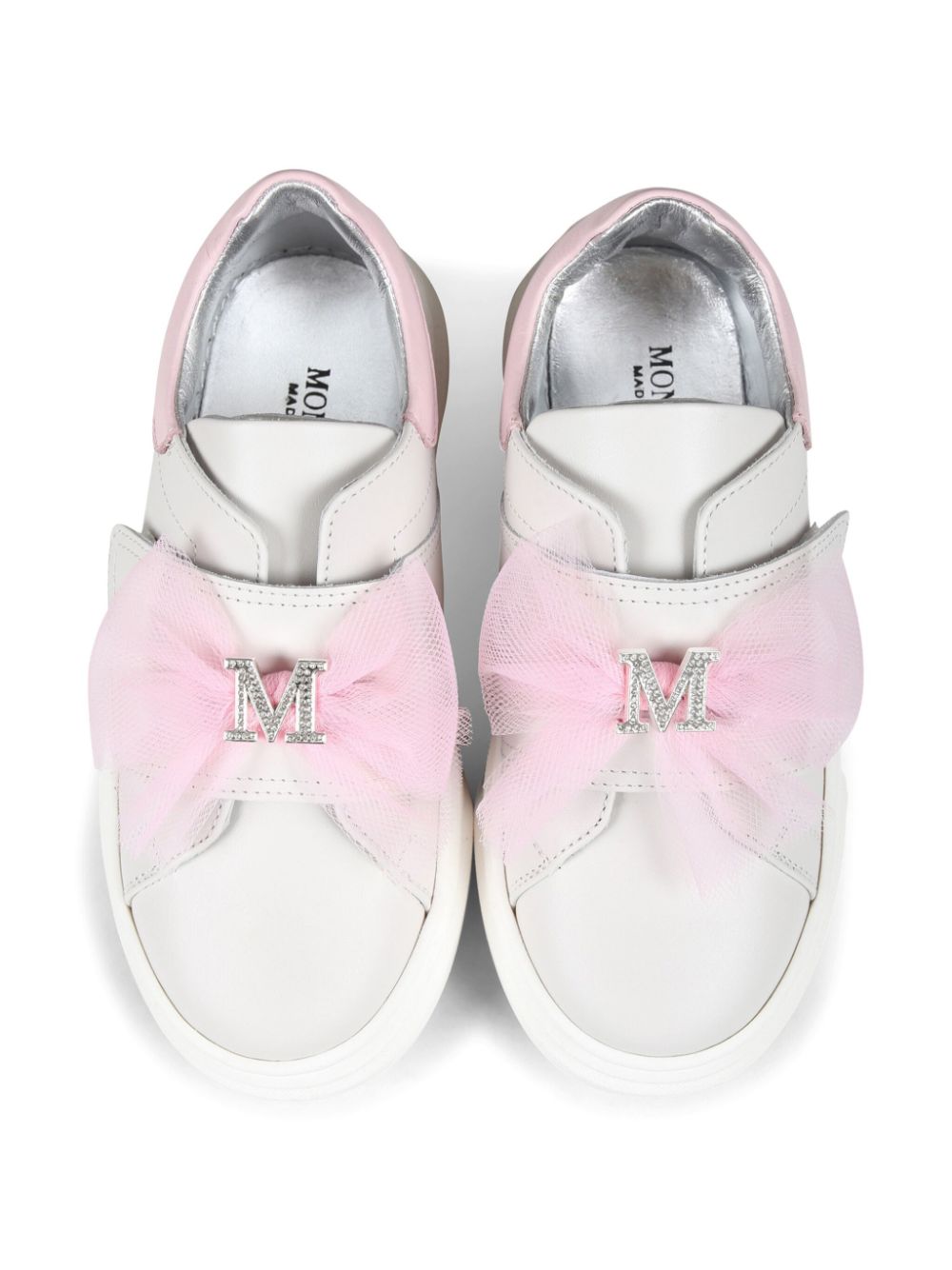 Sneakers per bambina Monnalisa bianco con logo in strass - Rubino Kids