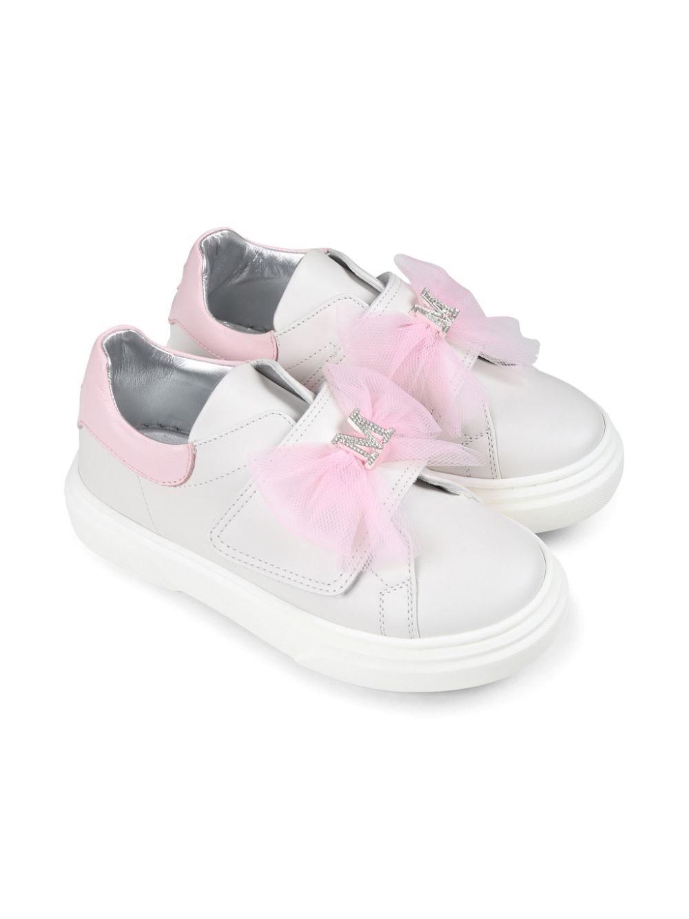 Sneakers per bambina Monnalisa bianco con logo in strass - Rubino Kids