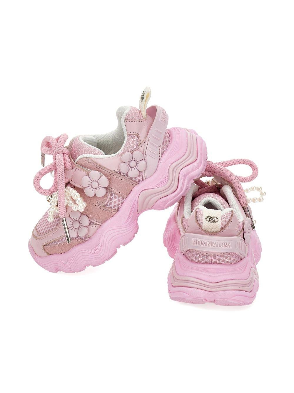 Sneakers per bambina Monnalisa rosa con applicazione floreale - Rubino Kids