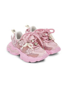 Sneakers per bambina Monnalisa rosa con applicazione floreale - Rubino Kids