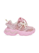 Sneakers per bambina Monnalisa rosa con applicazione floreale - Rubino Kids