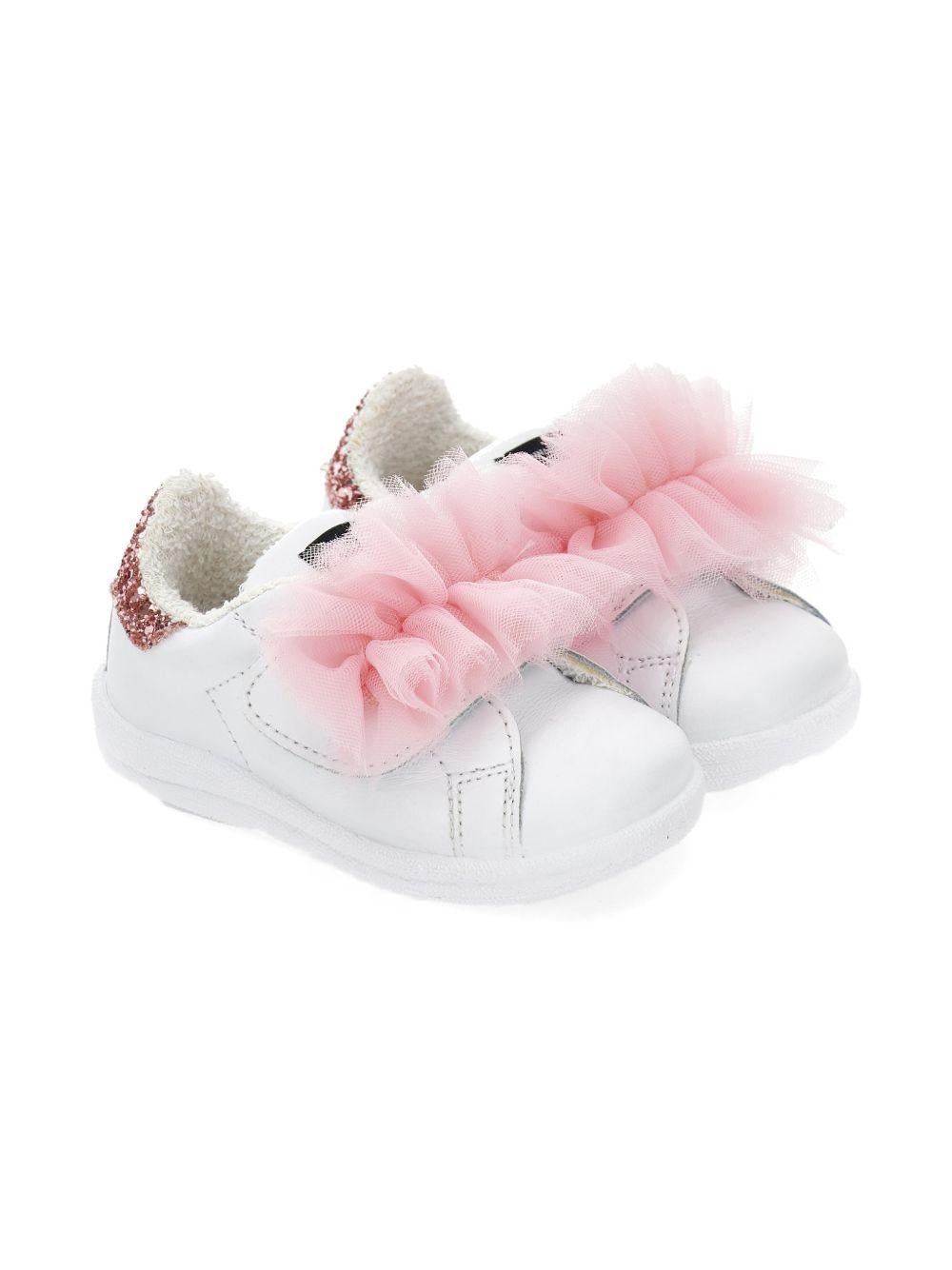 Sneakers per bambina Monnalisa rosa con dettaglio in tulle - Rubino Kids