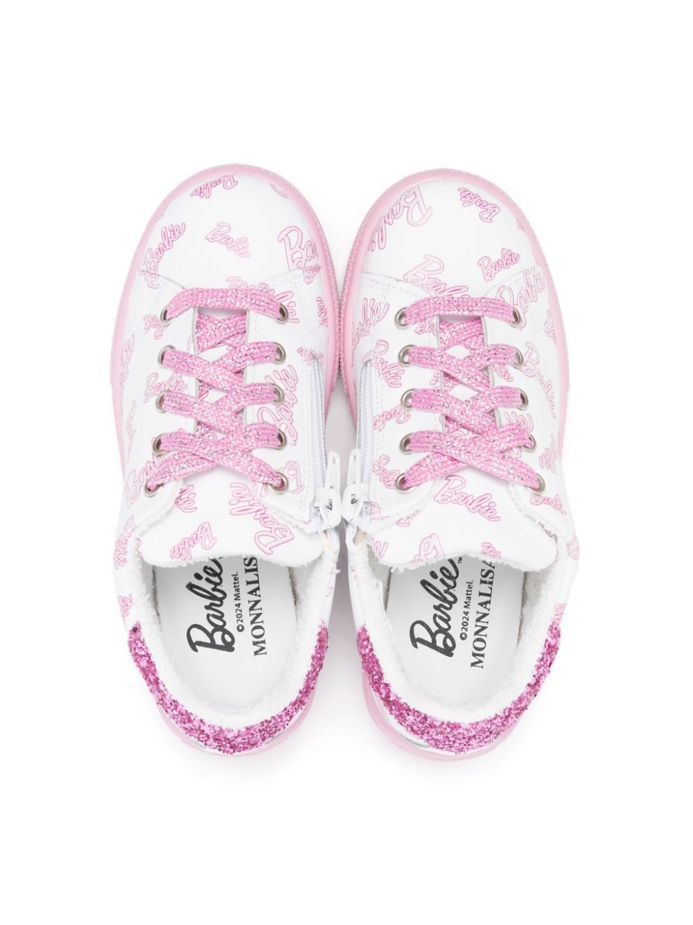 Sneakers per bambina Monnalisa x Barbie bianco con fondo rosa - Rubino Kids