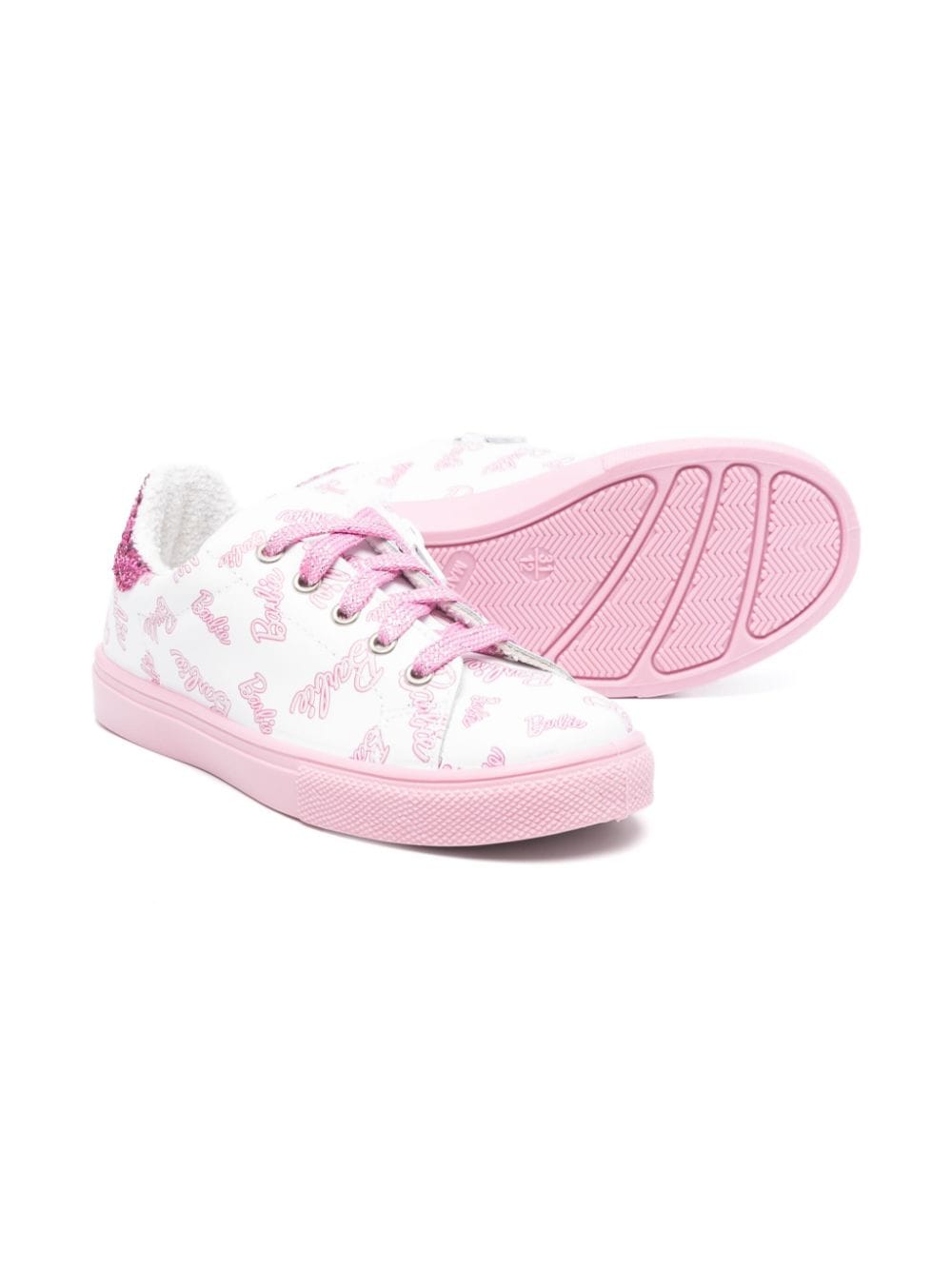 Sneakers per bambina Monnalisa x Barbie bianco con fondo rosa - Rubino Kids