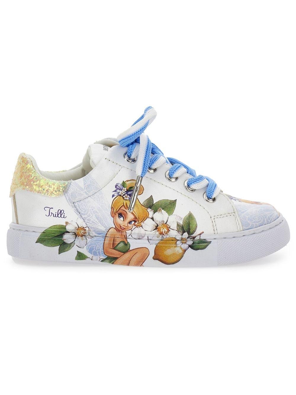 Sneakers per bambina Monnalisa x Disney bianca con stampa Trilly - Rubino Kids