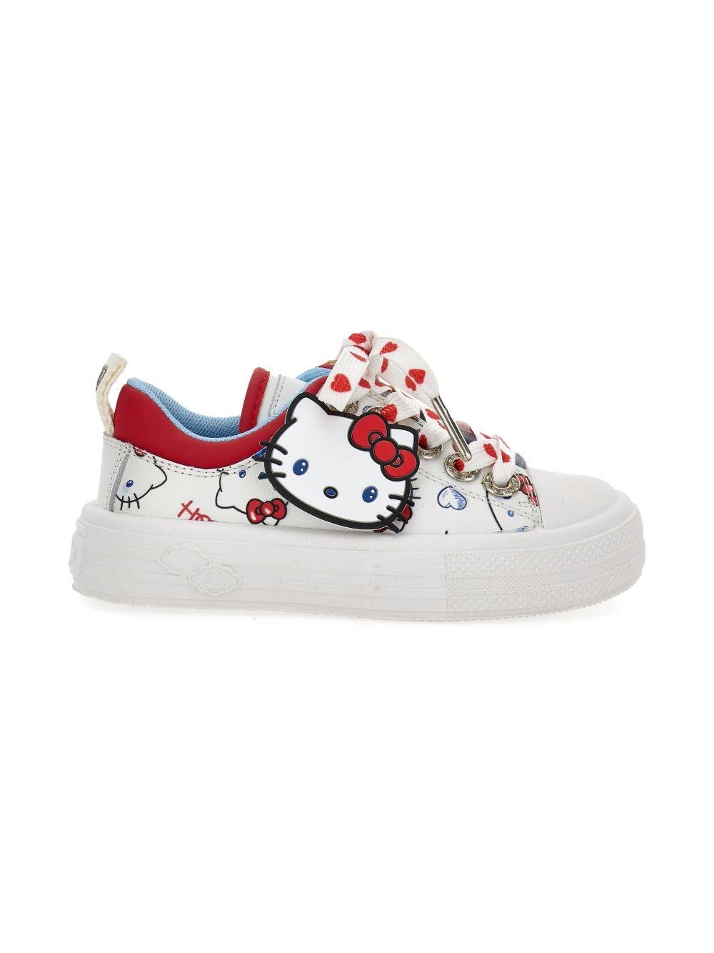 Sneakers per bambina Monnalisa x Hello Kitty bianche con applicazione Hello Kitty - Rubino Kids