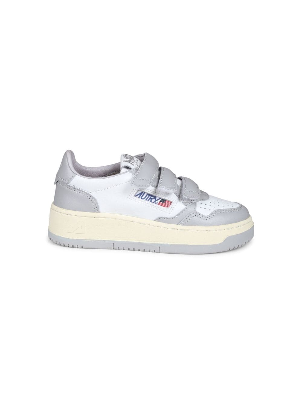 Sneakers per bambino Autry Kids Kidstripes grigio e bianco con chiusura a strappo - Rubino Kids