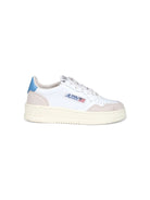 Sneakers per bambino Autry Kids Medalist bianco con tallone a contrasto azzurro con logo - Rubino Kids