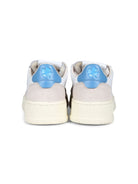 Sneakers per bambino Autry Kids Medalist bianco con tallone a contrasto azzurro con logo - Rubino Kids