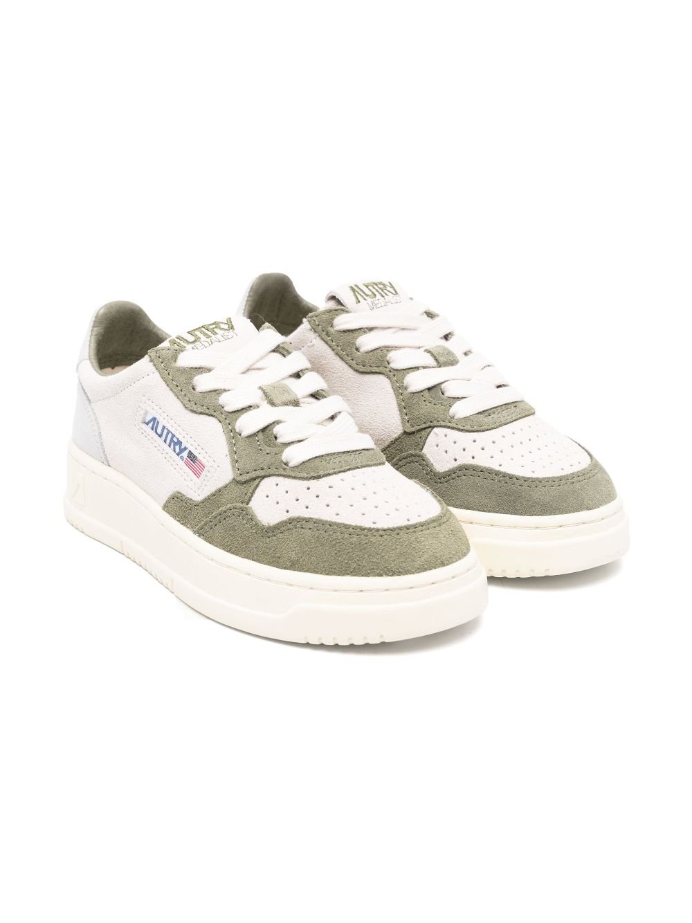 Sneakers per bambino Autry Kids Medalist bianco e verde con chiusura con lacci - Rubino Kids