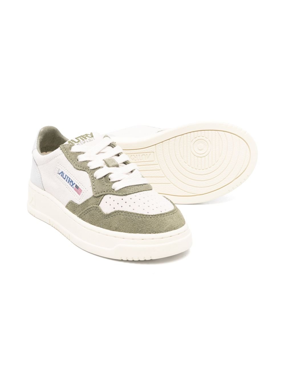 Sneakers per bambino Autry Kids Medalist bianco e verde con chiusura con lacci - Rubino Kids