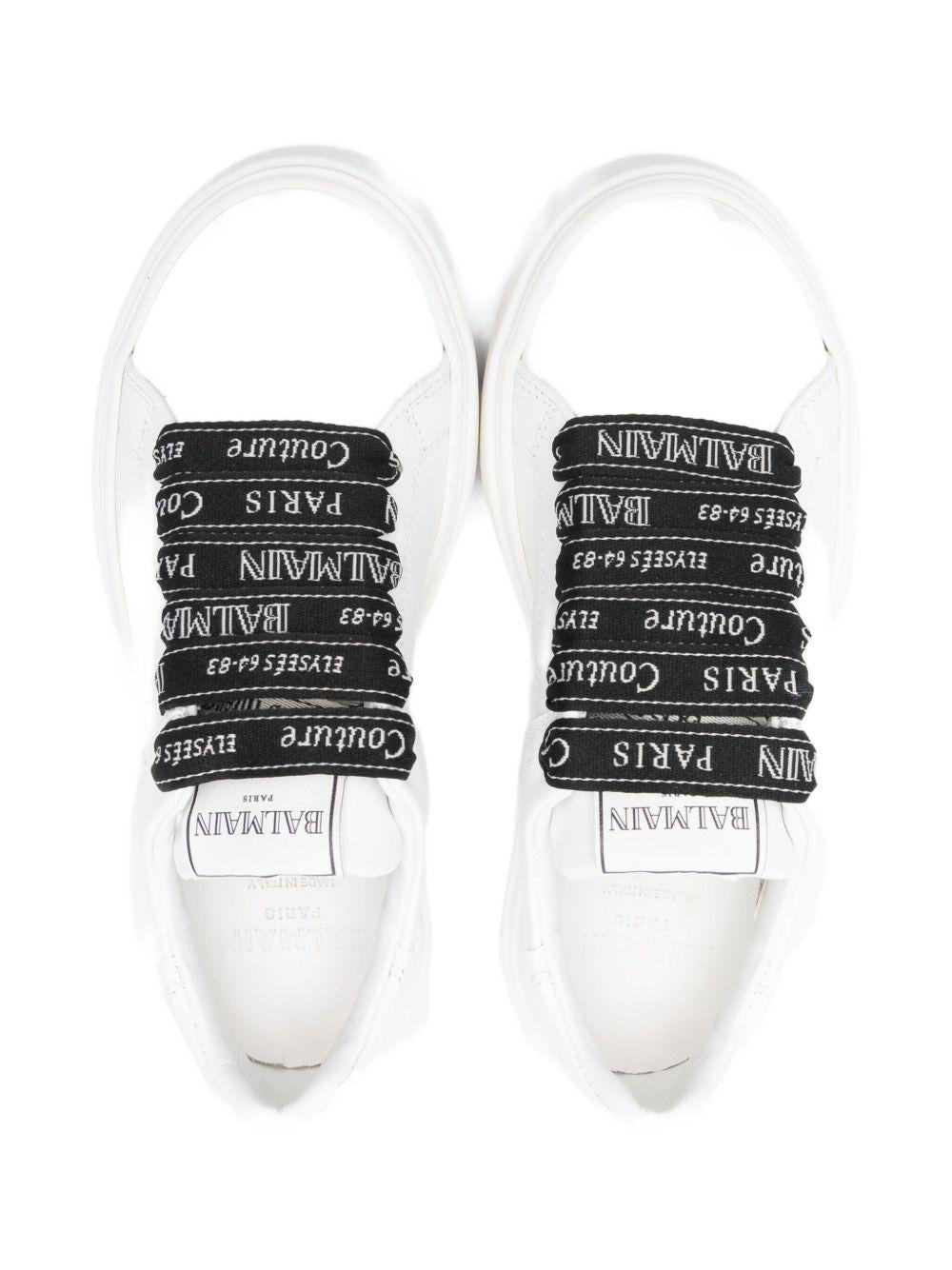 Sneakers per bambino Balmain Kids bianche con lacci logati - Rubino Kids