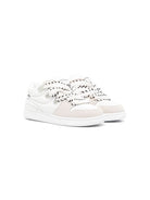 Sneakers per bambino Barrow Kids Skate bianco con inserti in pelle scamosciata - Rubino Kids