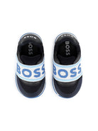 Sneakers per bambino Boss Kidswear blu con strappo con suola in gomma antiscivolo - Rubino Kids