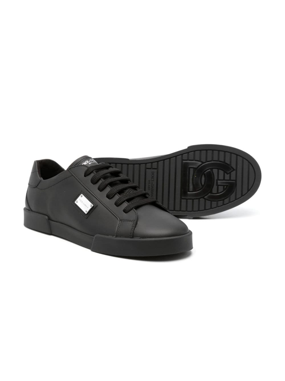 Sneakers per bambino Dolce & Gabbana Kids nero con placca logo - Rubino Kids