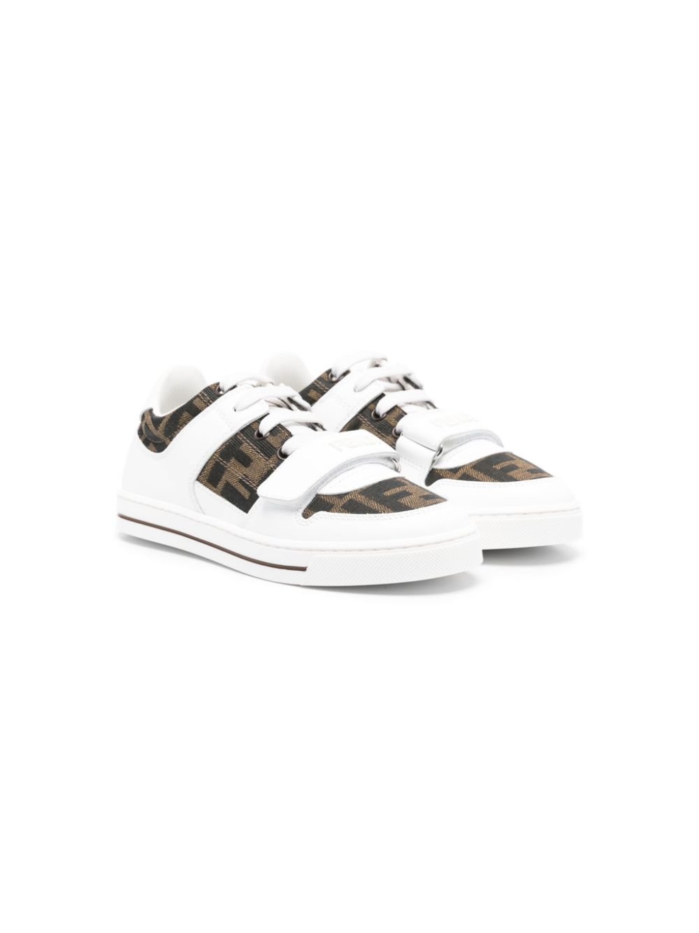 Sneakers per bambino Fendi Kids bianco con applicazioni monogramma FF - Rubino Kids