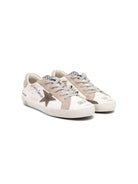 Sneakers per bambino Golden Goose Kids Super Star bianco e beige con effetto vissuto - Rubino Kids