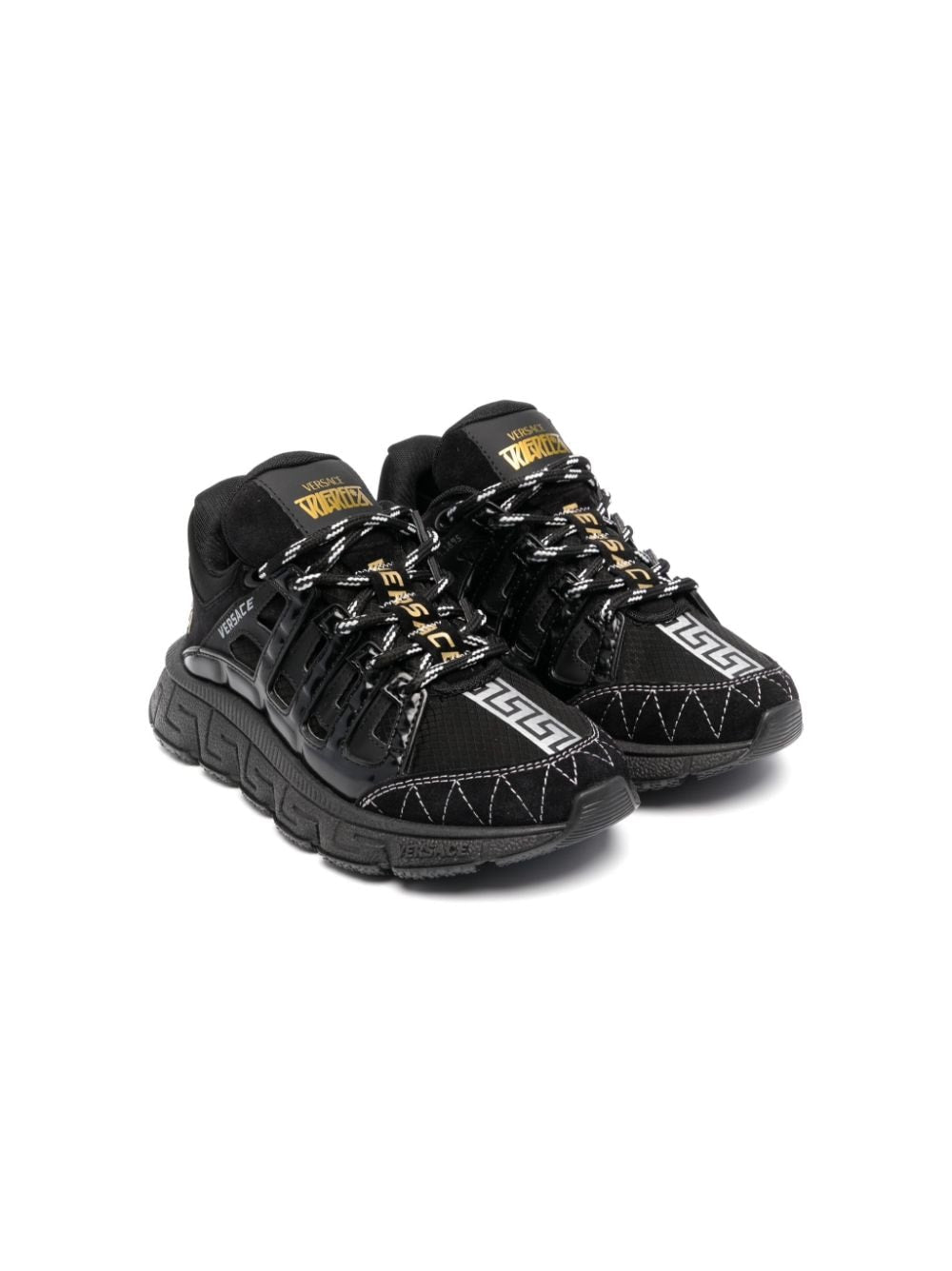 Sneakers per bambino Versace Kids Greca nero con logo color oro - Rubino Kids