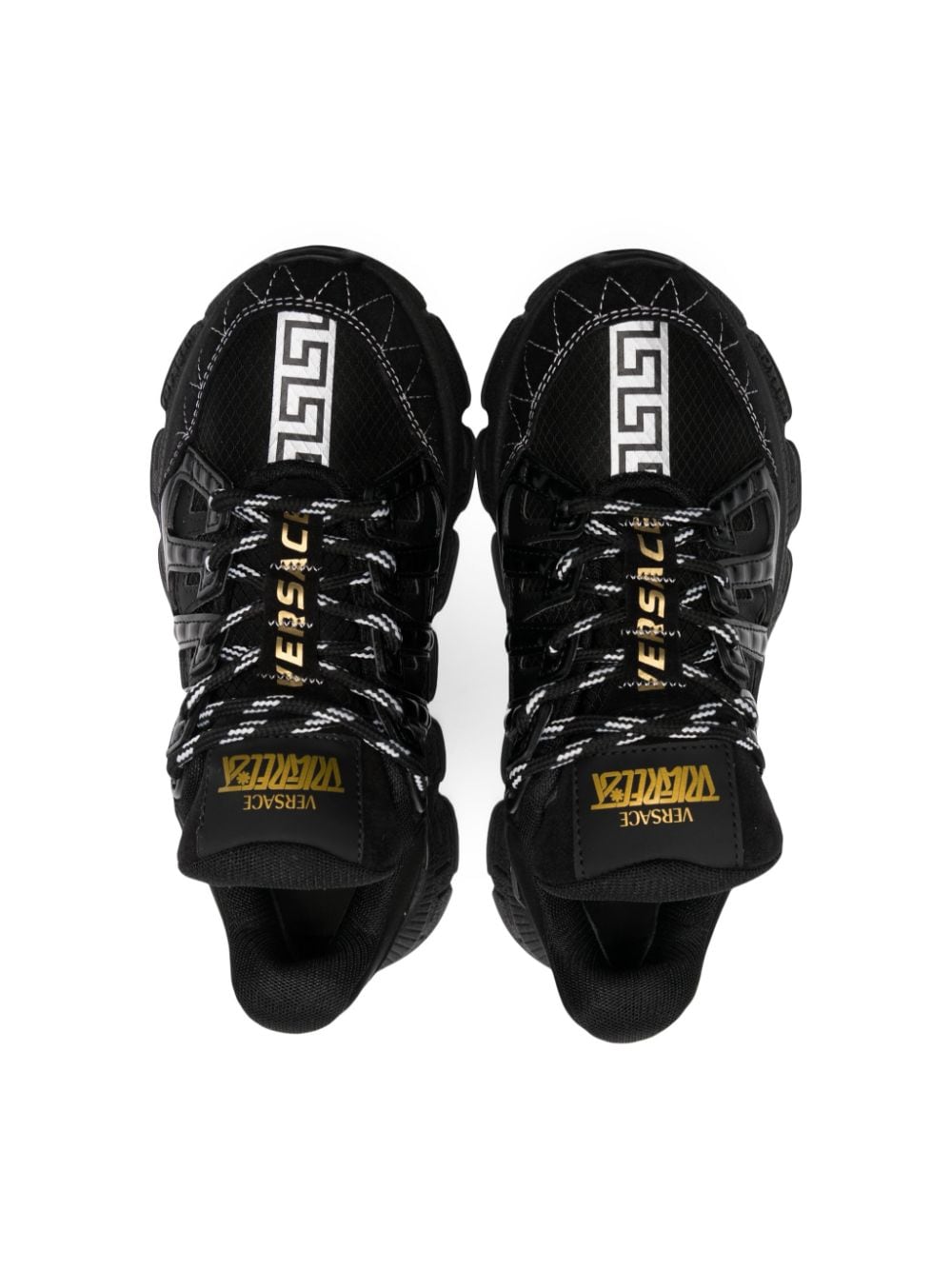 Sneakers per bambino Versace Kids Greca nero con logo color oro - Rubino Kids