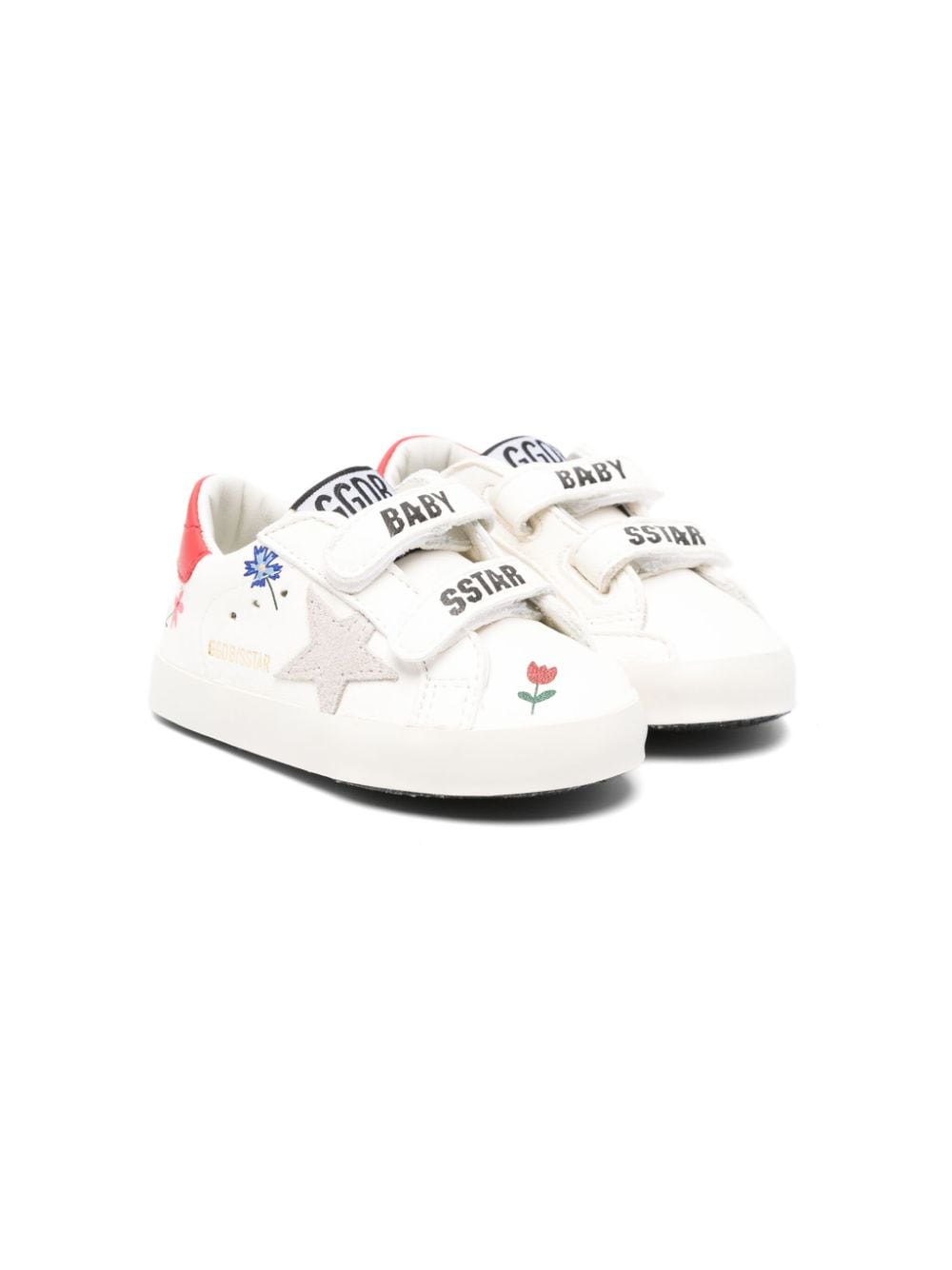 Sneakers per neonati Golden Goose Kids Baby School bianco con chiusura a strappo - Rubino Kids