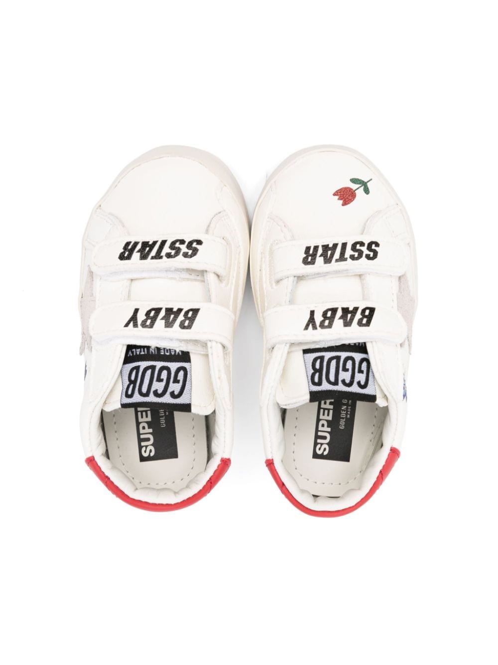 Sneakers per neonati Golden Goose Kids Baby School bianco con chiusura a strappo - Rubino Kids